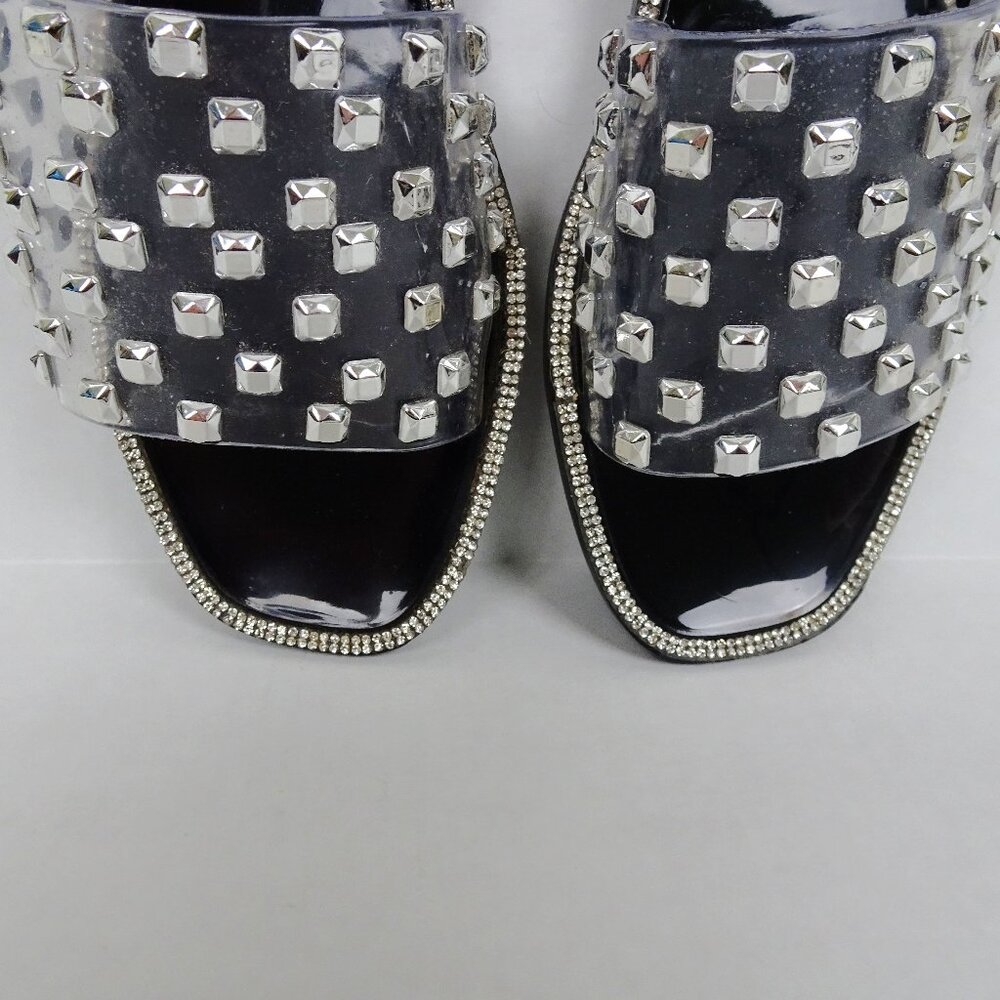 Steve Madden Jynn Studded Clear Rhinestone Slip on Sandals Shoes 10 41 Summer - Picture 5 of 7